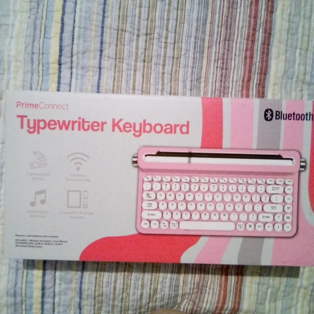 Prime Connect Wireless Typewriter Keyboard Bluetooth Pink